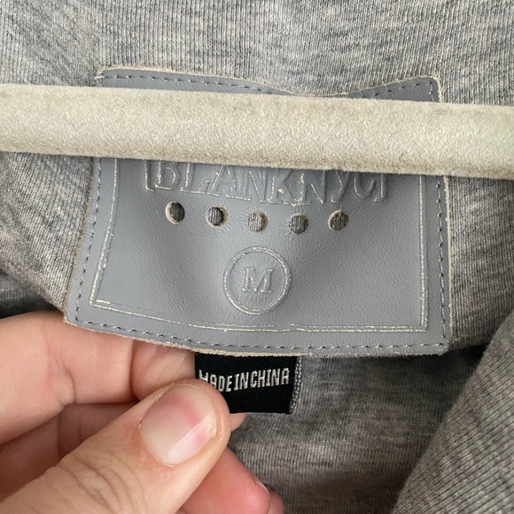 Anthropologie Blank NYC Jacket Size Medium Oversized Grey Knit Quilted Bomber - Picture 4 of 13